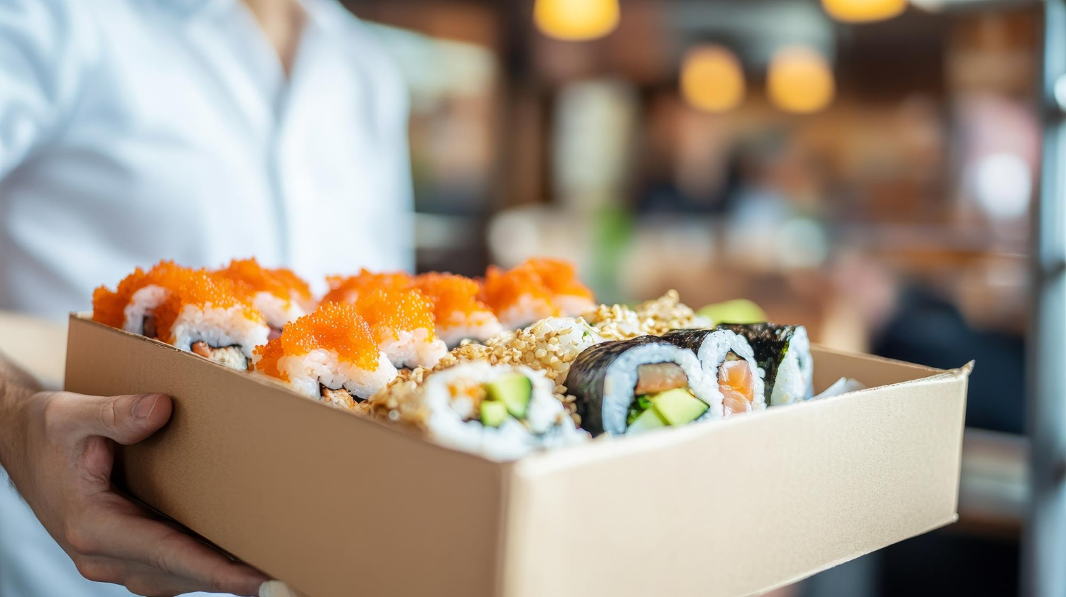 Une expérience délicieuse de sushi à emporter dans un restaurant. 